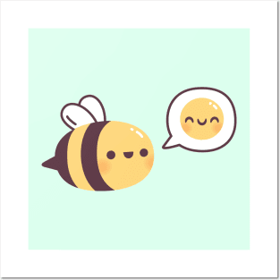 Cute Bee Be Happy Emoji Doodle Posters and Art